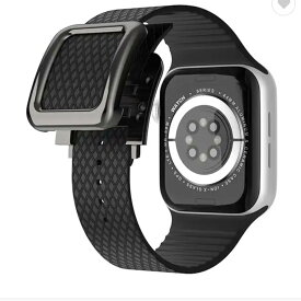 Apple Watch スクエア金具 シリコン アップルウォッチブラック ホワイト apple watch series 8 7 SE 6 5 4 3 2 1 対応 38mm 40mm 41mm 42mm 44mm 45mm 送料無料 バンド交換 レザーバンド アクセサリー メンズ レディース アップル ウォッチ