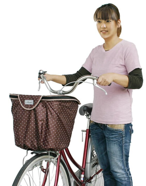 楽天市場 5 9 月 時からポイント5倍 自転車 防水前かごカバー大久保製作所 2段式水玉バスケットカバーd 2fmt雨を防水する自転車の前カゴ用 バスケットカバー おしゃれでかわいい2段式の前かごカバー 防水生地とファスナー 自転車グッズのキアーロ