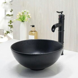 洗面台 おしゃれ 3点 セット 洗面ボウルブラック ヨーロッパ風 蛇口セット 黒 リフォーム 改装 DIY お洒落 綺麗 きれい 置き型 オンカウンター 丸型 ラウンド 手洗い器 店舗 置型 送料無料 洗面ボオルSPSLYY