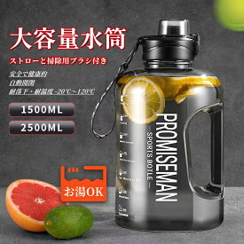 【3点セット】水筒 2500ml 1500ml 大容量 スポーツボトル ウォーターボトル 直飲み 携帯便利 漏れ防止 大型スポーツ 登山 自転車 運動 目盛り付き 広口 直飲み 洗いやすい 男の子 女の子 子供大人兼用 掃除用ブラシとストロー付き