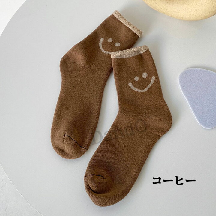 楽天市場 6足セット 靴下 レディース 可愛い スマイル 笑顔 癒し 綿 コットン ソックス 女の子 女性 あったかい 暖かい 防寒 ルームソックス レッグウォーマー 冷えとり靴下 厚手 かわいい靴下 韓国風 お洒落 高品質 プレゼント用 送料無料 Dando