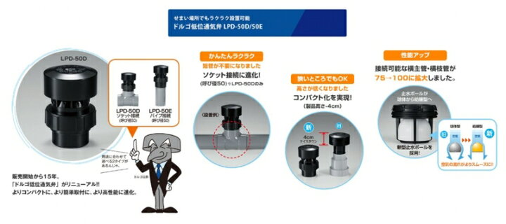 楽天市場】排水通気システム ドルゴ低位通気弁(吸気弁) LPD LPD-50D 