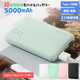 モバイルバッテリー 大容量 5000mah Type-C対応 iPhone SE 第3世代 第2世代 iPhone14 Pro Max Android 充電器 急速充電 軽量 PSE認証 PL保険加入