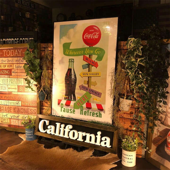 楽天市場】COCA-COLA!! VINTAGE COKE!! 大型アートポスター(額付き  