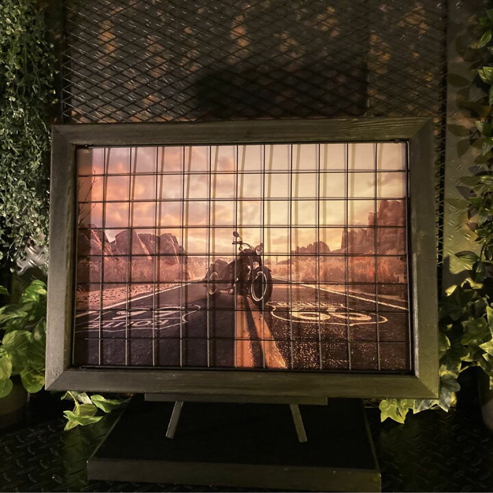 楽天市場】｢VINTAGE ROUTE 66｣アイアンフェンス付き 高級アートパネル 