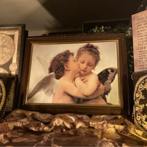 大特価SALE!! イタリア製 高級額縁絵画!! 「アムールとプシュケー、子供たち」!! ヨーロピアンクラシック カフェインテリア アートパネル レトロアメリカン アメリカンアンティーク オールド