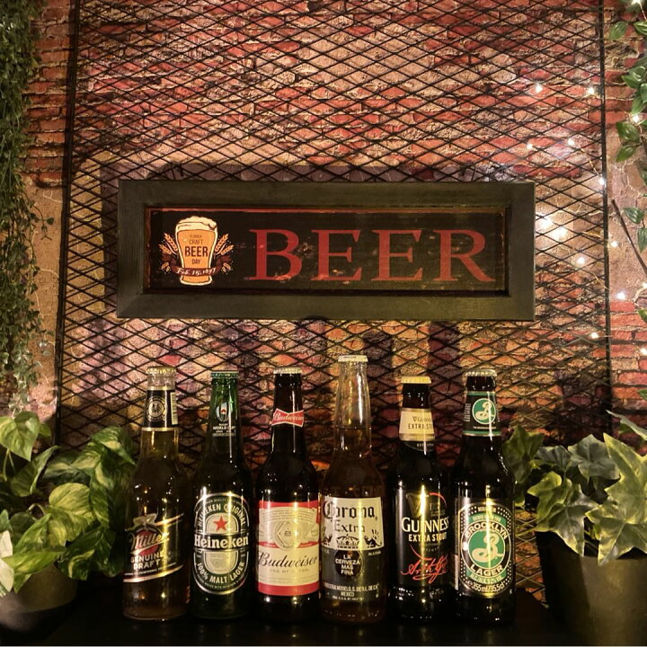 楽天市場】｢BEER BAR｣メタル製ウッドアートパネル(額入り)!! 男前 