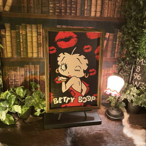 ������BETTY BOOP�Type.D �L�����o�X���E�b�h�A�[�g�p�l�� �u���b�N�����X�^�C�� �j�O�C���e���A �A�����J���_�C�i�[ NEWYORK �A�����J���r���e�[�W �X�ܑ��� �A�����J���J�W���A�� CAFE �A�[�g