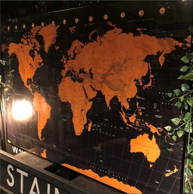 ｢INDUSTRY WORLD MAP GOLD｣!! 超超大型アートポスター(額付き)!! ブルックリンインテ リア 男前インテリア NEWYORK アメリカンビンテージ カフェインテリア BROOKLYN インダストリアル 世界地図 WORLDMAP アートポスター バスロールサインインテリア DandyLifeSpace