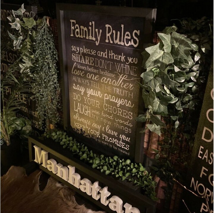 楽天市場】｢Family Rules｣!! キャンバス製 チョークアートパネル(額 