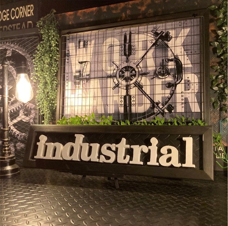 楽天市場】｢industrial｣!! 立体LOGOアートパネル(額付き)!! 大型サイズ 
