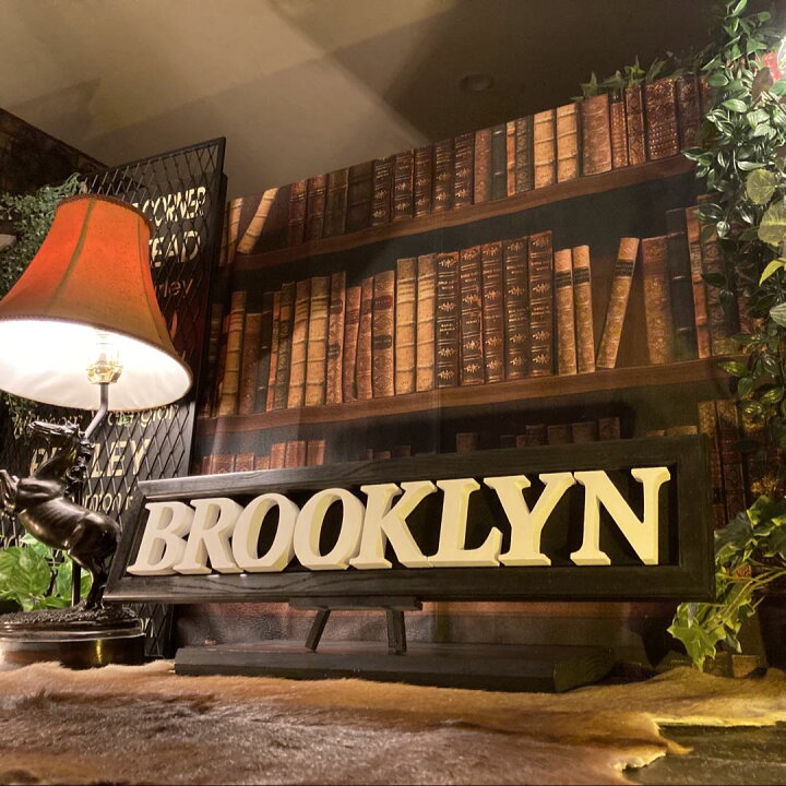 楽天市場】｢BROOKLYN｣立体LOGOウッドアートパネル(額入り)大型サイズ 