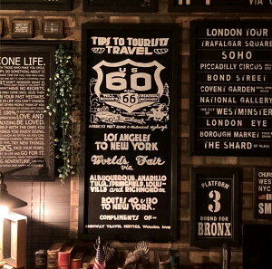 �BLACK VINTAGE No.2� ROUTE66�A�[�g�p�l��(�z����) �u���b�N�����C���e���A �j�O�C���e���A �A�����J���r���e�[�W �J�t�F�C���e���A �C���_�X�g���A�� �o�X���[���T�C�� BROOKLYN NEWYORK �A�[�g�p�l