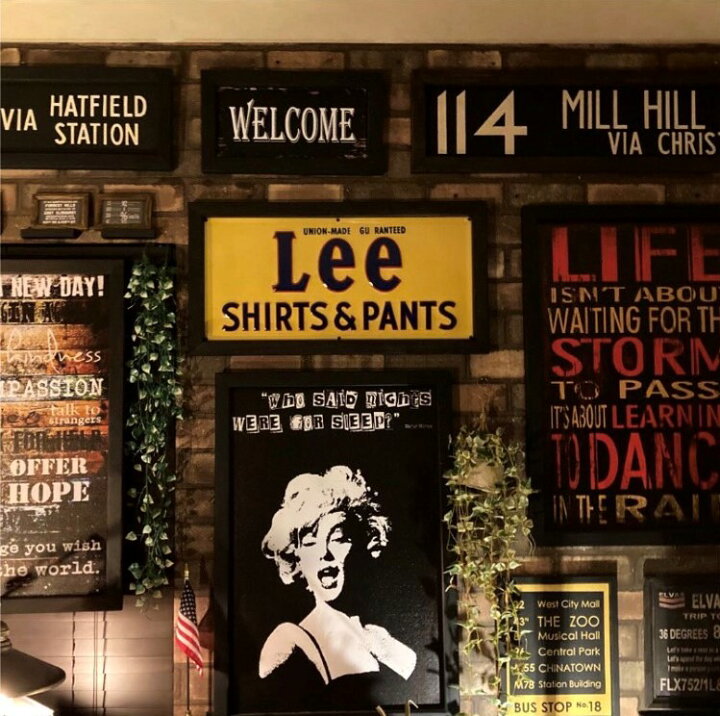 楽天市場】｢Lee!!｣メタルサインプレート!! VINTAGEアートパネル(額付き 