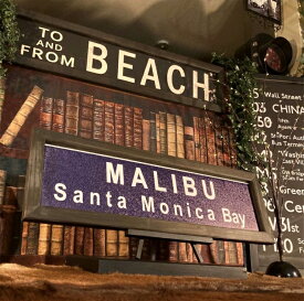 ｢MALIBU BEACH CALIFORNIA｣!! ウッドアートパネル(額付き)!! ブルックリンインテリア 男前インテリア バスロールサイン BROOKLYN アメリカンビンテージ NEWYORK アートパネル ヴィンテージ DandyLifeSpace