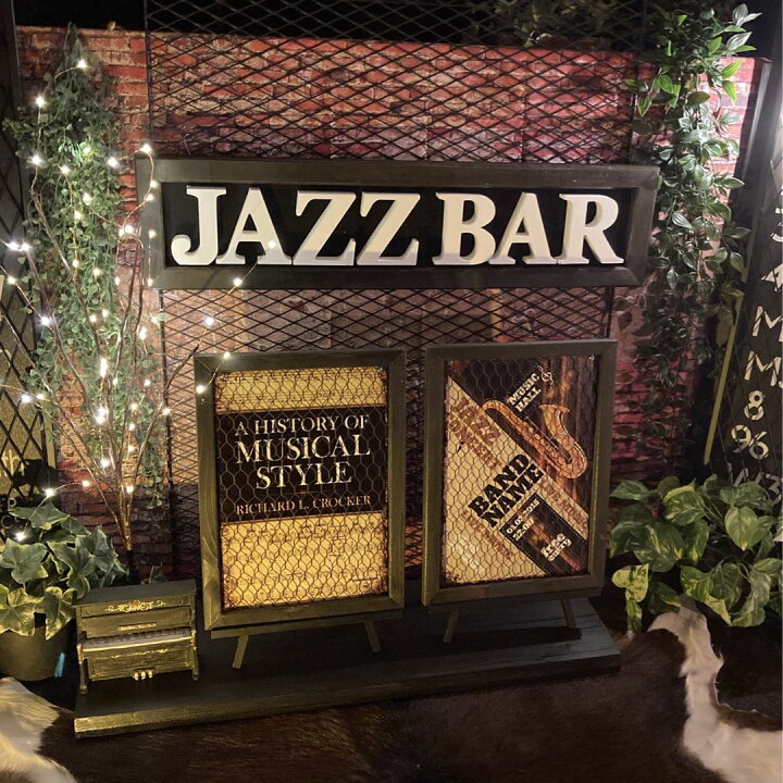 楽天市場】2枚組｢JAZZ＆ BAR｣メタル製アイアンフェンス仕上げアート 