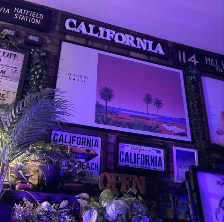 CALIFORNIAの夕陽｣!! 5連奏 キャンバス製 高級アート(額入り 