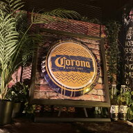 ｢CORONA BEER｣円盤型メタルサイン 大型ウッドアートパネル(額入り) ブルックリンインテリア 男前インテ…