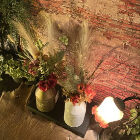 大特価2個セット｢ヴィンテージ・スタイル酪農牛乳缶プランター＆フェイクグリーン｣ カフェインテリア フェイクグリーン フェイクツリー ハワイアンインテリア ガーデニング オリエンタルインテリア ミッドセンチュリーインテリア アーリー アメリカン DandyLifeSpace