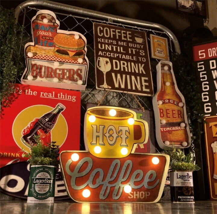 楽天市場 American Diner Ledサインプレート Coffee Shop アメリカンビンテージ アメカジ雑貨 ガレージインテリア アメリカンカジュアル 男前インテリア オールドアメリカン レトロアメリカン Coffee アメリカンダイナー コーヒー 店舗什器 店舗装飾