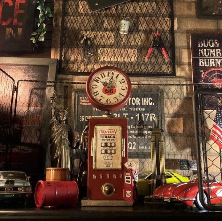楽天市場】｢ROUTE66｣!! GAS STATION CLOCK!! ｢RED｣!! 男前インテリア 