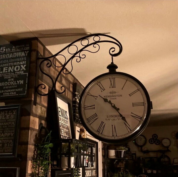 楽天市場 British Art Kensington Antique Clock ブルックリンインテリア 男前インテリア 両面時計 アメリカンビンテージ カフェインテリア Brooklyn インダストリアルインテリア バスロールサイン ステーションクロック オールドアメリカン Dandylifespace