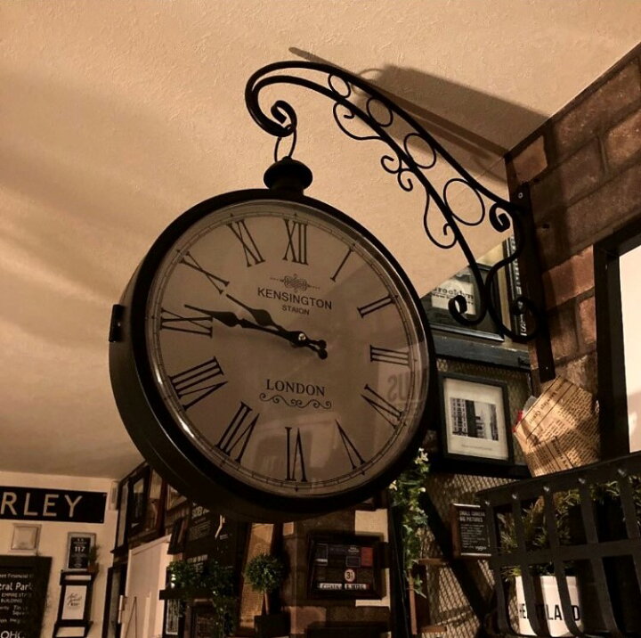 楽天市場 British Art Kensington Antique Clock ブルックリンインテリア 男前インテリア 両面時計 アメリカンビンテージ カフェインテリア Brooklyn インダストリアルインテリア バスロールサイン ステーションクロック オールドアメリカン Dandylifespace