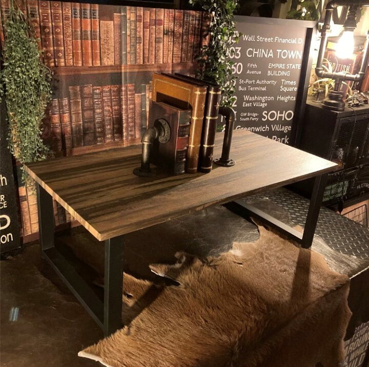 楽天市場】大特価 送料込!! IRON＆WOODローテーブル!! BORDER BROWN 
