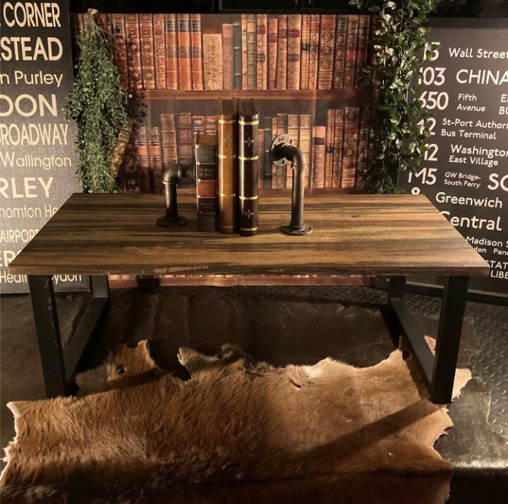 楽天市場】大特価 送料込!! IRON＆WOODローテーブル!! BORDER BROWN 