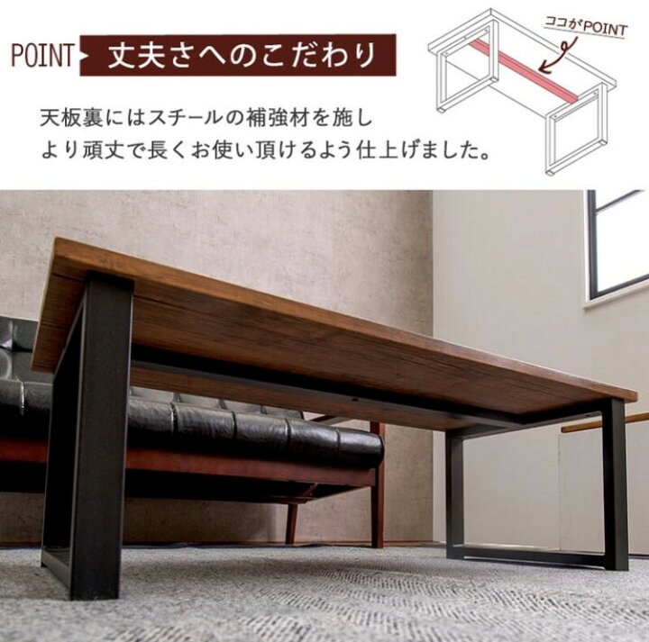 楽天市場】大特価 送料込!! IRON＆WOODローテーブル!! BORDER BROWN 