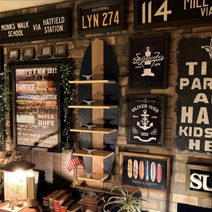 楽天市場】SURF-BOARD STYLE!! DISPLAY WALL SHELF!! ブルックリン  