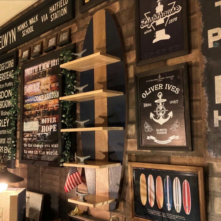 楽天市場】SURF-BOARD STYLE!! DISPLAY WALL SHELF!! ブルックリン 