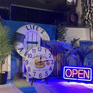 AMERICAN VINTAGE!! HAMBURGERS WALL CLOCK!! AJre[W AJWG K[WCeA AJJWA jOCeA I[hAJ gAJ AJ_Ci[ 