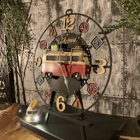 CALIFORNIA VINTAGE!! WAGEN BUS CLOCK RED!! マリンインテリア ウエストコーストインテリア 男前インテリア カフェインテリア 西海岸インテリア カリフォルニア California 海系インテリア マリンクロック ハワイアンインテリア VINTAGE ワーゲンバス DandyLifeSpace