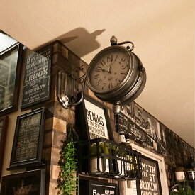 INDUSTRIAL CLASSIC!! 高級 METAL WALL CLOCK!! ブルックリンインテリア 男前インテリア 両面時計 アメリカンビンテージ カフェインテリア ミッドセンチュリーインテリア BROOKLYN インダストリアルインテリア バスロールサイン ステーションクロック DandyLifeSpace