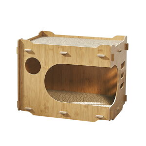 【10/24~先着クーポンで15%OFF!!】キャットハウス 猫 隠れ家 猫 ダンボールハウス 木製 猫 爪とぎ 組み立て式 爪とぎ 高密度段ボール 多頭飼う ストレス解消 猫箱 二層 組立簡単 耐久 小中型