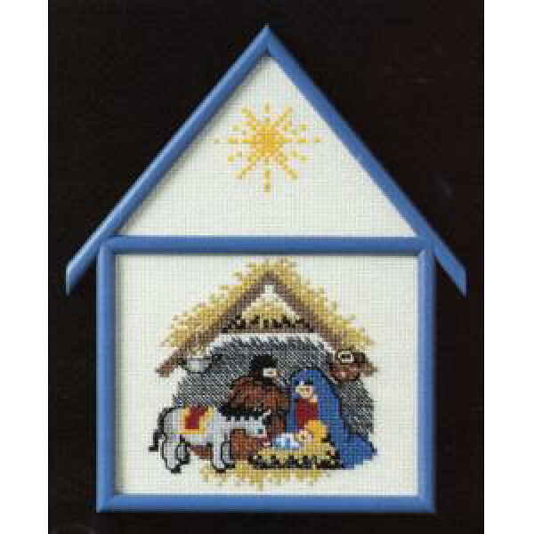 OOEクロス・ステッチ 刺繍キット 【馬小屋】デンマーク輸入ししゅうキット初心者から中級者向き　アイーダ　家型額付き