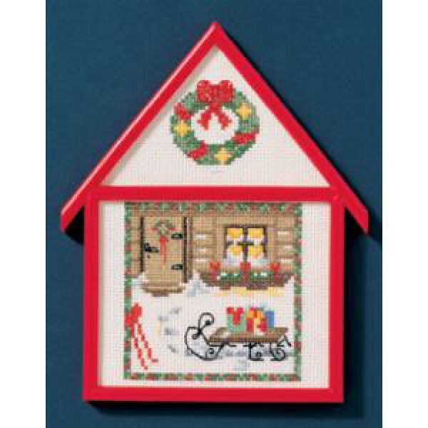 OOEクロス・ステッチ 刺繍キット 【クリスマスのソリ】デンマーク輸入ししゅうキット初心者から中級者向き　アイーダ　家型額付き