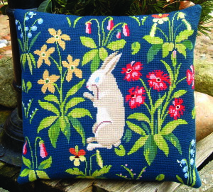 フレメ クロスステッチ 刺繍キット ウサギさんのクッション・・1 】鳥と動物 デンマーク 輸入ししゅうキット