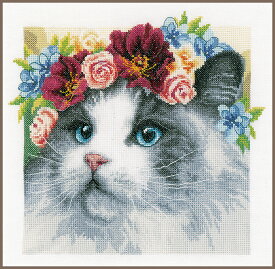 クロスステッチ 刺繍キット 【FLOWER CROWN RAGDOLL】 LanArteシリーズ　花　 輸入ししゅうキット