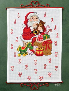 Permin社(デンマーク)の輸入クロスステッチキット 北欧Permin of Copenhagen【テディベアを持ったサンタ】クロスステッチ 刺しゅう キット  Permin社(デンマーク)の輸入クロスステッチキッ