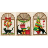 ベルバコ クロスステッチ 刺繍キット 【クリスマスカード 猫 】クリスマス　ベルギー 輸入ししゅうキット