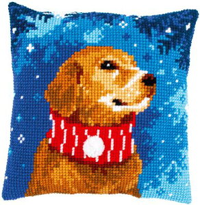 ベルバコ クロスステッチ 刺繍キット 【DOG WITH SCARFのクッション】 動物 ベルギー