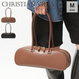 【クーポン】【40％OFF】CHRISTIAN VILLA ボストンバッグ クリスチャンヴィラ バッグ 横長バッグ 肩がけ 本革 スムースレザー イタリア製 6344 セール 【返品不可】