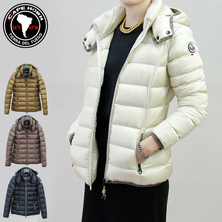 楽天市場 クーポン 正規品 ケープホーン ダウン Cape Horn ダウンジャケット ダウンコート Stella ステラ 秋冬 フェザー フード付き 軽い ベージュ ホワイト 白 ブラウン 茶 ネイビー レディース Danjo バッグ 財布 シューズの通販