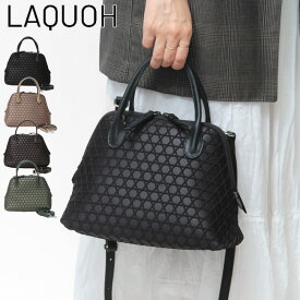 【10％クーポン】ラクーオ バッグ LAQUOH ミニボストン 2WAY トートバッグ 斜めがけ 軽い 撥水 篭目柄エンボスボンディング ブガッティ レディース IAY031740