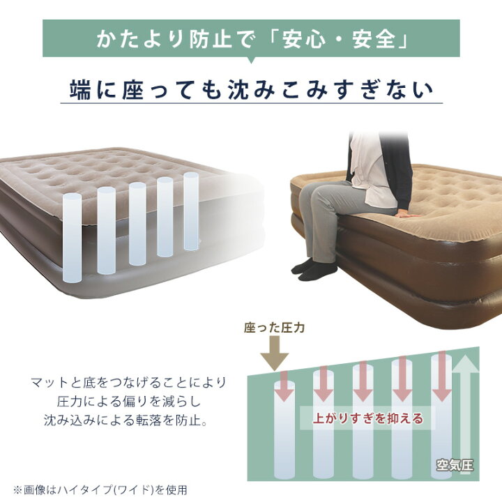楽天市場】電動 エアーベッド シングル 厚さ50cm ピロー レスト 電動 