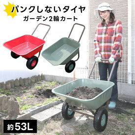 ガーデン2輪カート 台車 パンクしない リヤカー ノーパンク 運搬器具 ガーデニング キャリーカート バスケットつき スチール製 ウレタンタイヤ DIY 日曜大工　あす楽