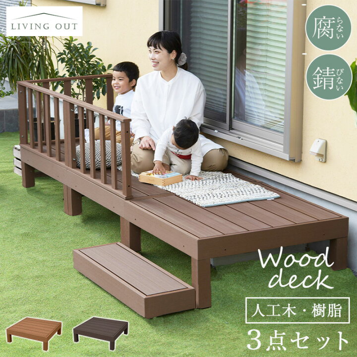 楽天市場】人工木 ウッドデッキ 樹脂 セット ウッドテラス DIY お洒落  