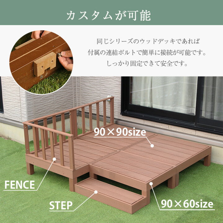楽天市場】人工木 樹脂 ウッドデッキ 6点セット 高さ28cm 腐りにくい 